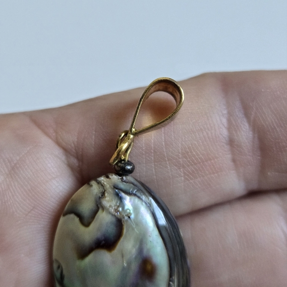 Abalone Shell Pendant Puffed Oval Jewelry - Picture 10 of 13